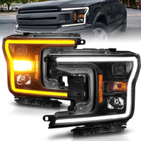 Thumbnail for ANZO 2018-2020 Ford F-150 Projector Headlight w/ Plank Style Switchback Black Housing
