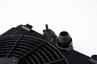 Thumbnail for CSF Universal Half Radiator w/-16AN & Slip-On Fittings/12in SPAL Fan & Shroud - Black Finish