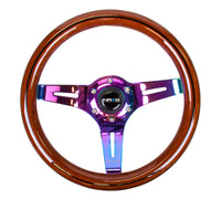 Thumbnail for NRG Classic Wood Grain Steering Wheel (310mm) Dark Wood & Black Line Inlay w/Neochrome 3-Spoke Ctr.