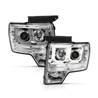 Thumbnail for ANZO 2009-2014 Ford F-150 Projector Headlights w/ U-Bar Chrome