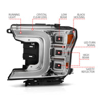 Thumbnail for Anzo 18-20 Ford F-150 Full Led Projector Light Bar Style Headlights - Chrome Amber