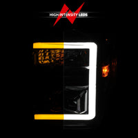 Thumbnail for ANZO 08-10 Ford F-250 - F-550 Super Duty Projector Headlights w/ Light Bar Switchback Black Housing