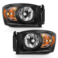 Thumbnail for ANZO 2006-2009 Dodge Ram 1500 Crystal Headlight  Black Amber