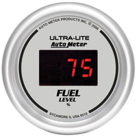Thumbnail for Autometer Ultra-Lite Digital 2-1/16in 0-280 OHM Silver Dial w/ Red LED Programmable Fuel Level Gage