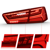 Thumbnail for ANZO 2012-2018 Audi A6 LED Taillight Black Housing Red/Clear Lens 4 pcs (Sequential Signal)