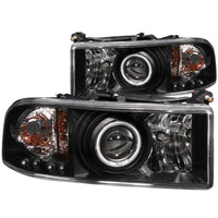 Thumbnail for ANZO 1994-2001 Dodge Ram Projector Headlights w/ Halo Black