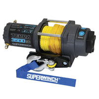 Thumbnail for Superwinch 3500 LBS 12V DC 7/32in x 32ft Synthetic Rope Terra 3500SR Winch - Gray Wrinkle