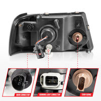 Thumbnail for ANZO 2001-2011 Ford Ranger Crystal Headlights w/ Light Bar Black Housing