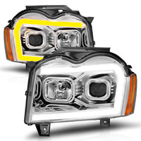 Thumbnail for ANZO 05-07 Jeep Grand Cherokee Projector Headlights - w/ Light Bar Switchback Chrome Housing