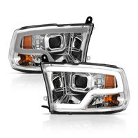 Thumbnail for ANZO 09-18 Dodge Ram 1500 Plank Style Projector Headlights Chrome w/ Halo