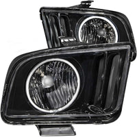 Thumbnail for ANZO 2005-2009 Ford Mustang Crystal Headlights w/ Halo Black (CCFL)