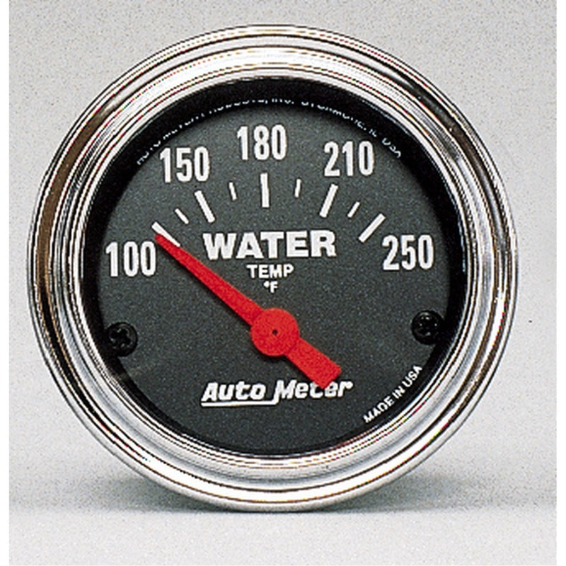 Autometer Traditional Chrome 52mm 100-250 Deg F Short Sweep Electricall Water Temperataure Gauge