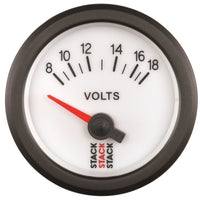Thumbnail for Autometer Stack 52mm 8-18V Electric Battery Voltage Gauge - White