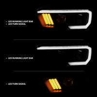 Thumbnail for ANZO 2016-2017 Toyota Tacoma Projector Headlights w/ Plank Style Design Black/Amber w/ DRL