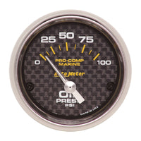 Thumbnail for Autometer Marine Carbon Fiber 2-1/16in 100PSI Electric Oil Pressure Gauge