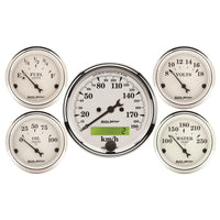 Thumbnail for Autometer Old Tyme White 5 Pc Kit-Elec Speed(Km/H)/Elec Oil Press/Water Temp/Volt/Fuel Level