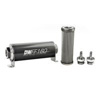 Thumbnail for DeatschWerks Stainless Steel 5/16in 40 Micron Universal Inline Fuel Filter Housing Kit (160mm)
