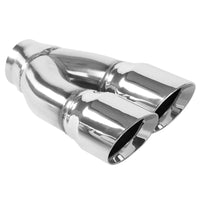 Thumbnail for MagnaFlow Tip Stainless Double Wall Round Dual Outlet Polished 3in DIA 2.25in Inlet 9.75in Length