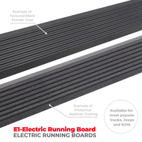 Thumbnail for Go Rhino 11-22 Ram 2500/3500 CC 4dr E-BOARD E1 Electric Running Board Kit - Bedliner Coating