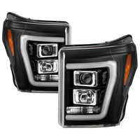 Thumbnail for Spyder Ford F250/350/450 11-16 V2 High-Power LED Headlights-White Light Bar-Black PRO-YD-FS11V2PL-BK