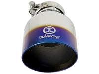 Thumbnail for aFe Takeda 304 Stainless Steel Clamp-On Exhaust Tip 2.5in. Inlet / 4.5in. Outlet - Blue Flame