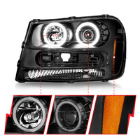 Thumbnail for ANZO 02-09 Chevrolet Trailblazer (Will Not Fit 06-09 LT) Projector Headlights w/Halo Black Housing