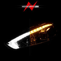 Thumbnail for ANZO 15-18 Ford Focus Projector Headlights - w/ Light Bar Switchback Black Housing