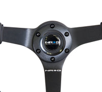 Thumbnail for NRG Reinforced Steering Wheel (350mm / 3in. Deep) Bk Leather w/Bk BBall Stitch (Odi Bakchis Edition)