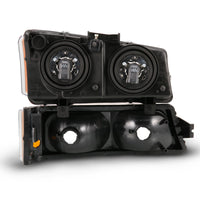 Thumbnail for ANZO 2003-2006 Chevy Silverado Crystal Headlight w/ Signal Light Black Amber (4 pcs)