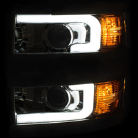 Thumbnail for ANZO 2015-2016 Chevrolet Silverado Projector Headlights w/ Plank Style Design Chrome w/ Amber