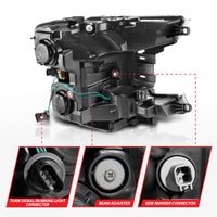 Thumbnail for ANZO 18-20 Ford F-150 (w/o Fctry LED) Full LED Proj Headlights w/Light Bar Swtchbk Seq. Black w/Init