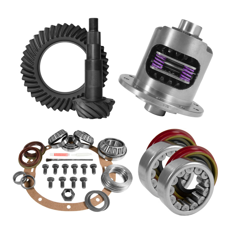 Yukon 8.6in GM 4.56 Rear Ring & Pinion Install Kit 30 Spline Positraction Axle Bearings and Seals