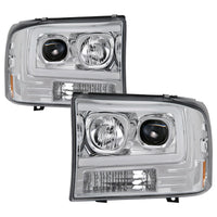 Thumbnail for Spyder 99-04 Ford F-250 Super Duty Light Bar Projector Headlights - Chrome (PRO-YD-FF25099V2-LB-C)