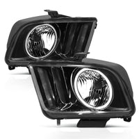 Thumbnail for ANZO 2005-2009 Ford Mustang Crystal Headlights w/ Halo Black (CCFL)