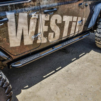 Thumbnail for Westin 18-23 Jeep Wrangler JL Unlimited 4dr Rock Slider - Textured Black