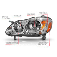 Thumbnail for ANZO 2005-2008 Toyota Corolla Crystal Headlight Chrome Amber
