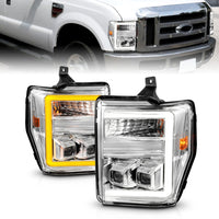 Thumbnail for ANZO 08-10 Ford F-250 - F-550 Super Duty Projector Headlights w/ Light Bar Switchback Chrome Housing