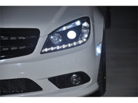 Thumbnail for Spyder Mercedes Benz C-Class 08-11 Projector Headlights Halogen - DRL Blk PRO-YD-MBW20408-DRL-BK