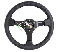 Thumbnail for NRG Reinforced Steering Wheel (350mm / 3in. Deep) Bk Leather w/Bk BBall Stitch (Odi Bakchis Edition)