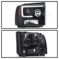 Thumbnail for Spyder Ford F250/350/450 05-07 Projector Headlights - Light Bar DRL LED - Black PRO-YD-FS05V2-LB-BK