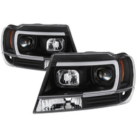 Thumbnail for Spyder 99-04 Jeep Grand Cherokee Projector Headlights - Light Bar DRL LED - Black