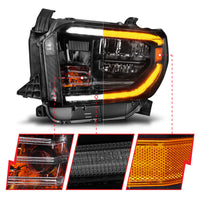 Thumbnail for ANZO 14-21 Toyota Tundra (OE Halogen w/LED DRL) LED Crystal Headlights w/ Switchback & DRL - Blk