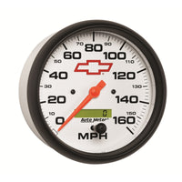Thumbnail for AutoMeter Gauge Speedometer 5in. 160MPH Elec. Programmable Chevy Red Bowtie White
