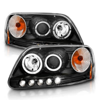 Thumbnail for ANZO 1997.5-2003 Ford F-150 Projector Headlights w/ Halo and LED Black 1pc