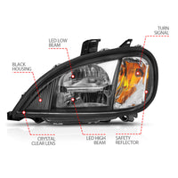 Thumbnail for ANZO 1996-2013 Freightliner Columbia LED Crystal Headlights Black Housing w/ Clear Lens (Pair)