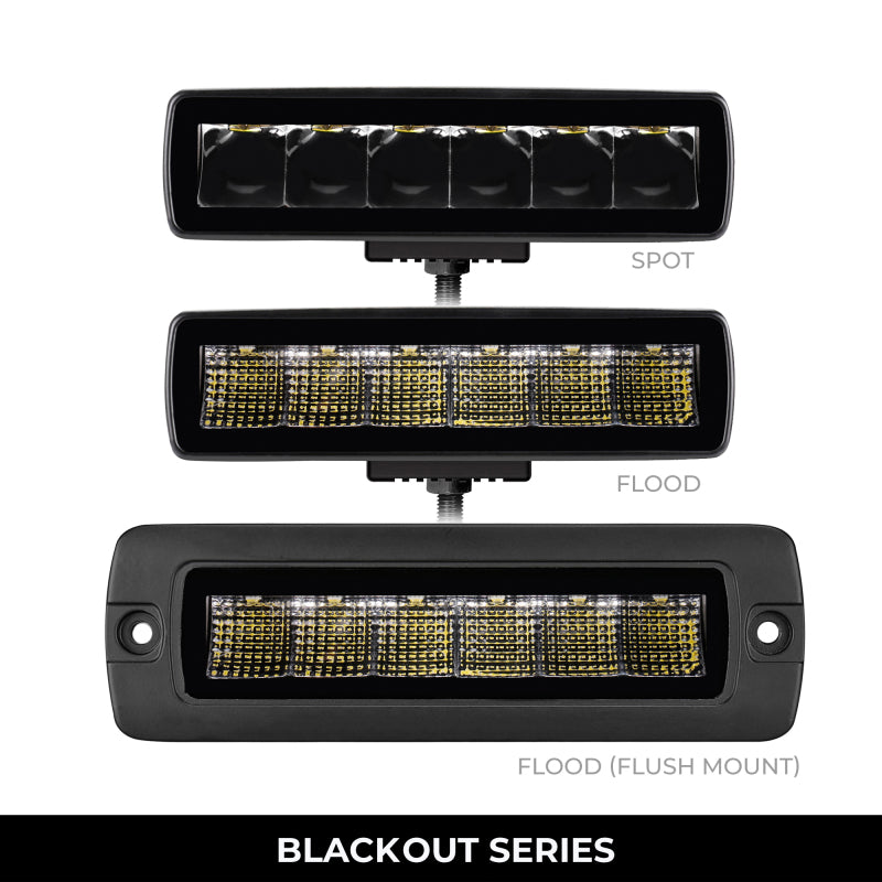 Go Rhino Xplor Blackout Series Sixline LED Flood Light Kit (Flush Mount) - Blk (Pair)
