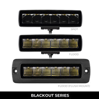 Thumbnail for Go Rhino Xplor Blackout Series Sixline LED Flood Light Kit (Surface/Threaded Stud Mnt) - Blk (Pair)