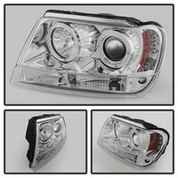 Thumbnail for Spyder Jeep Grand Cherokee 99-04 Projector Headlights LED Halo LED Chrm - PRO-YD-JGC99-HL-C