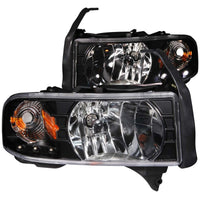 Thumbnail for ANZO 1994-2001 Dodge Ram Crystal Headlights Black w/ LED