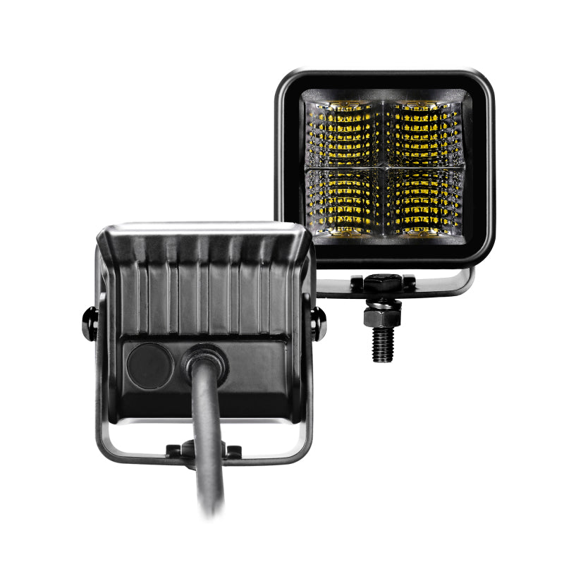 Go Rhino Xplor Blackout Series Cube LED Flood Light Kit (Surface/Threaded Stud Mnt) 2x2 - Blk (Pair)